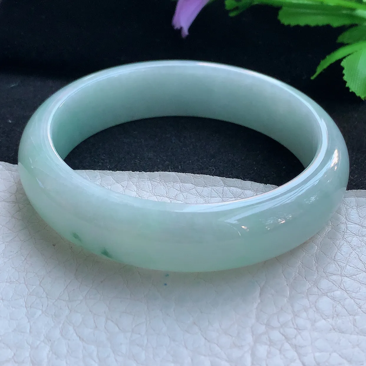 nr实拍57.8*14.5*7.6平安镯 天然缅甸翡翠玉手镯飘花宽边玉手环