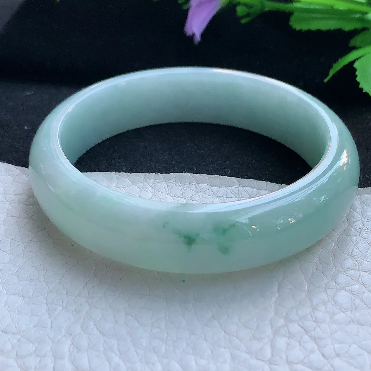 nr实拍57.8*14.5*7.6平安镯 天然缅甸翡翠玉手镯飘花宽边玉手环