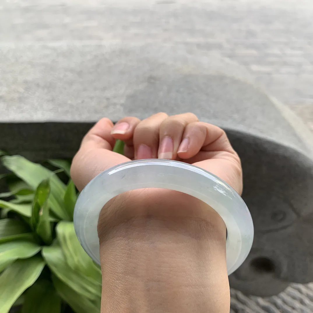 圈口56.8-11.3 【冰种晴圆条手镯】圆条56 57可戴