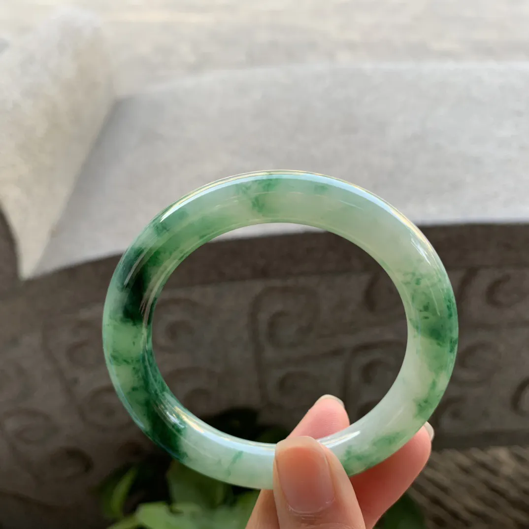 小圈口53.7-9.7 【飘辣绿圆条手镯】圆条53 54可戴