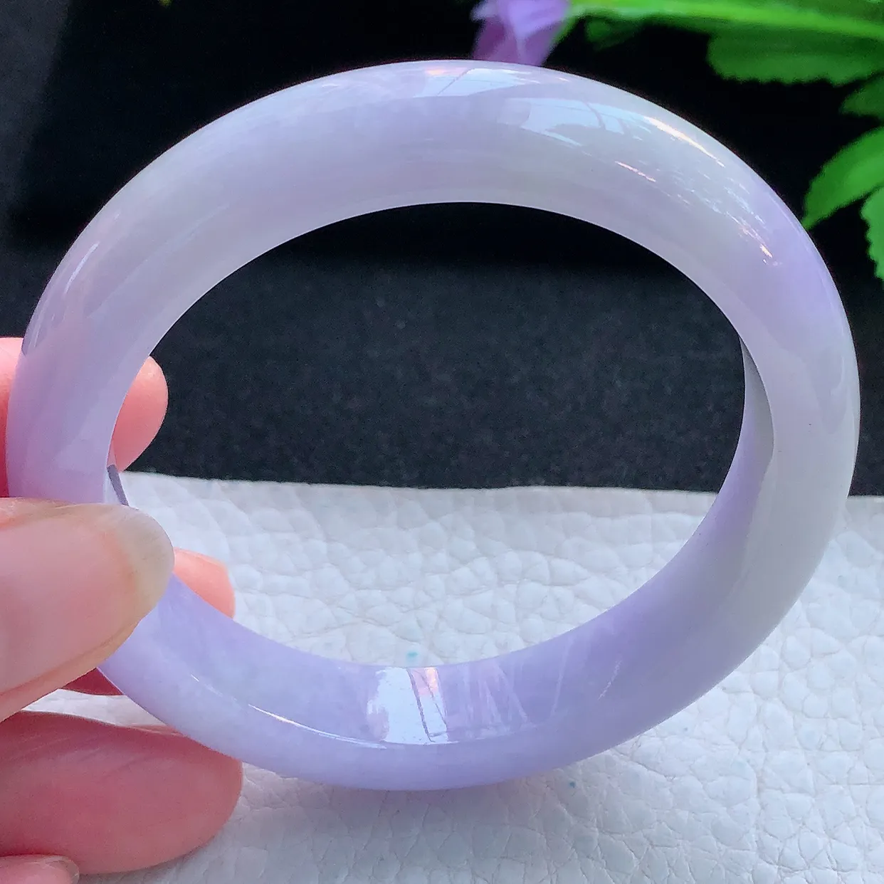 z实拍56*12.5*8.6平安镯 天然缅甸翡翠玉手镯紫罗兰宽边玉手环