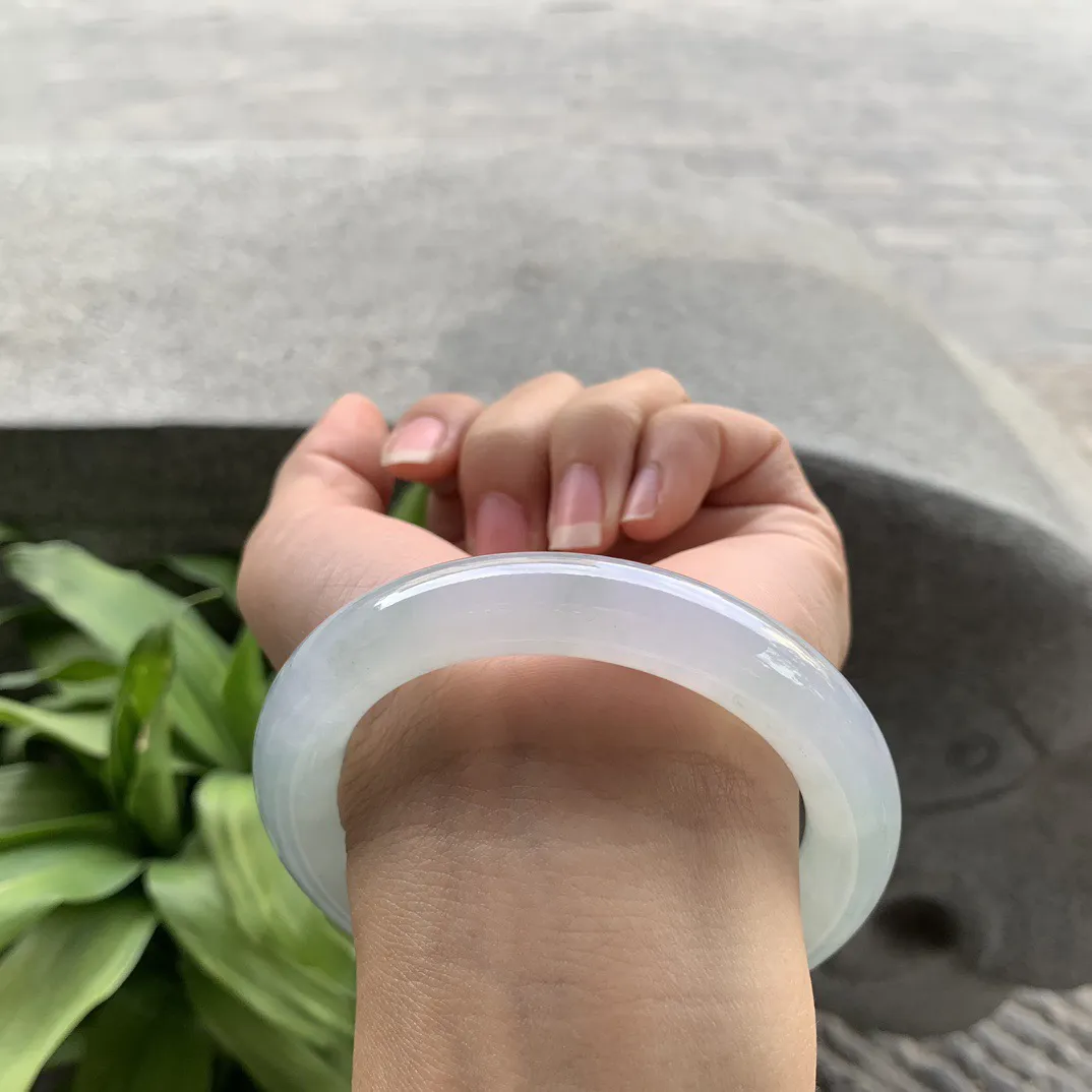 圈口56.8-11.3 【冰种晴圆条手镯】圆条56 57可戴