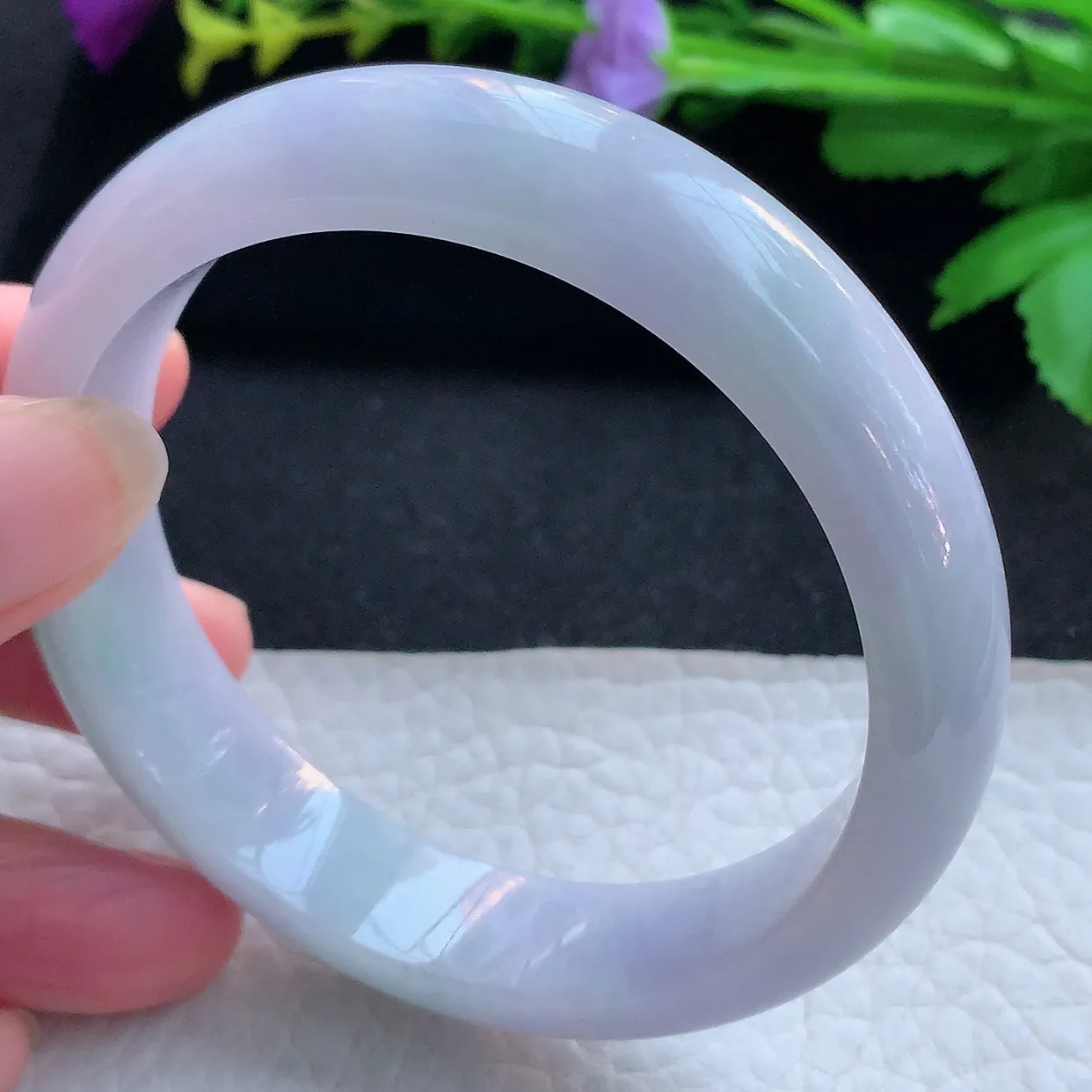 ee实拍57.5*11.7*9.3平安镯 天然缅甸翡翠玉手镯春带彩水润宽边玉手环