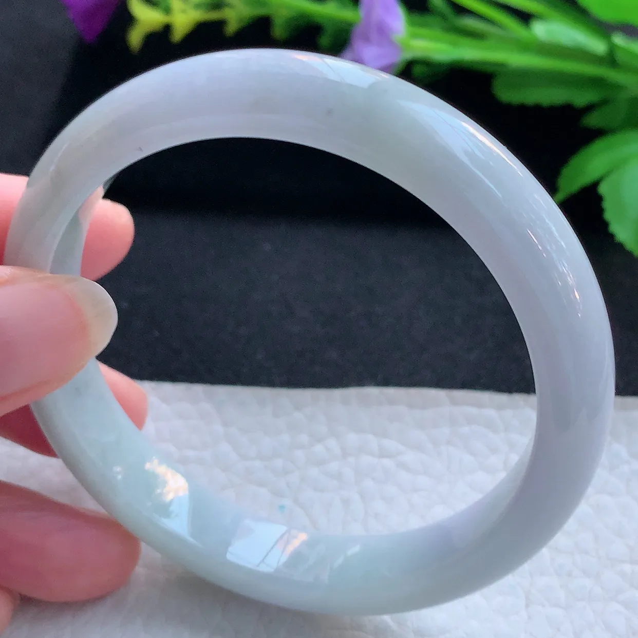 nr实拍59.5*11.6*8平安镯 天然缅甸翡翠玉手镯淡雅宽边玉手环