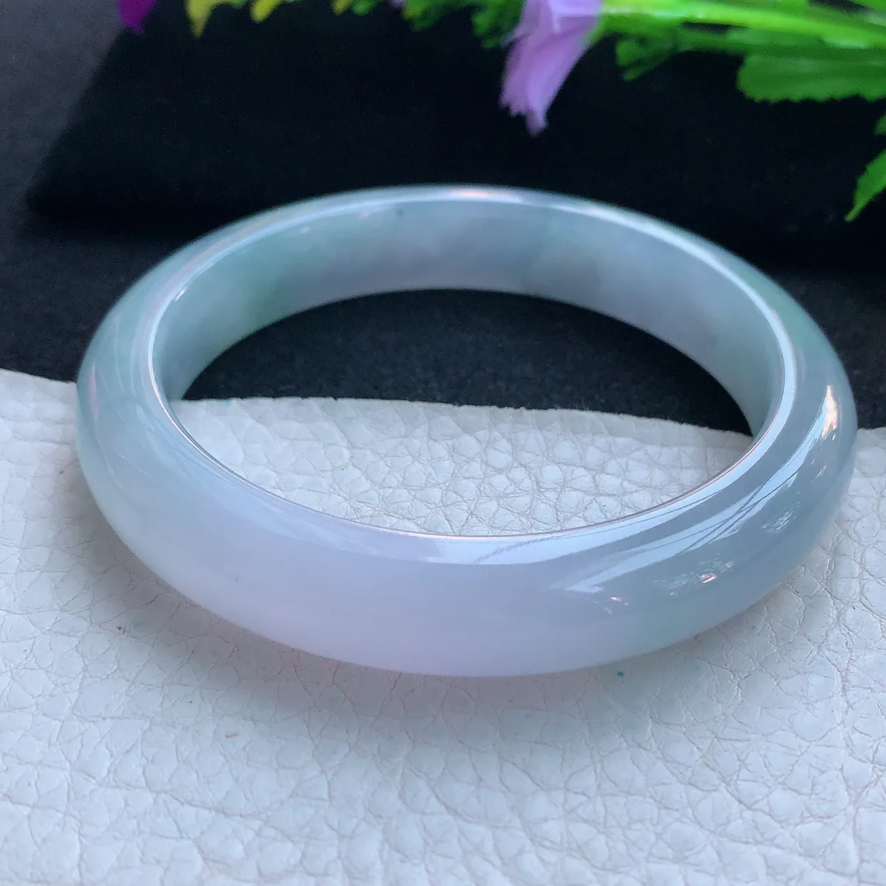 r实拍57.5*11.5*8.2平安镯 天然缅甸翡翠玉手镯冰蓝韵宽边玉手环