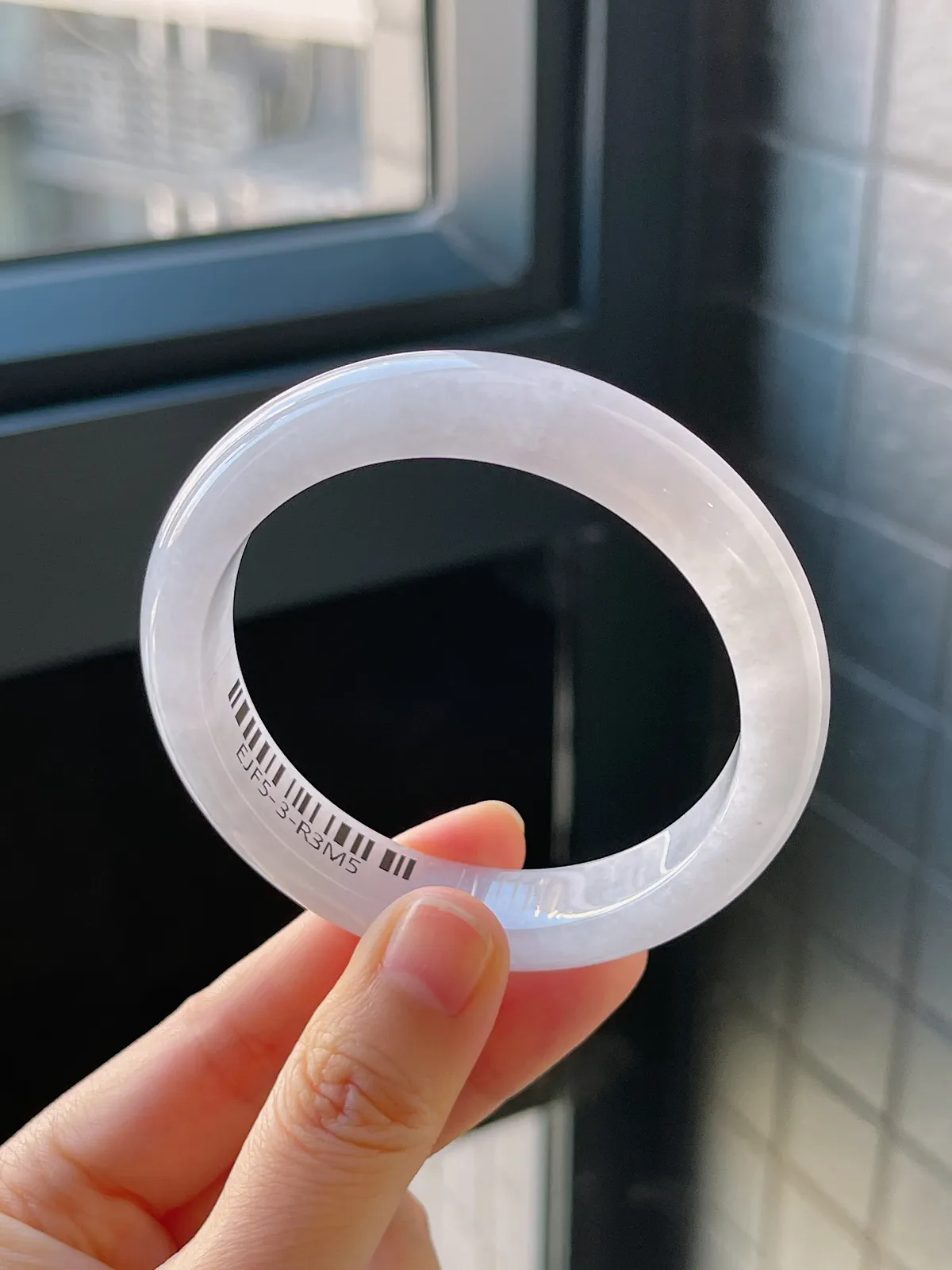 正圈55.2圈口，翡翠冰糯种白色手镯