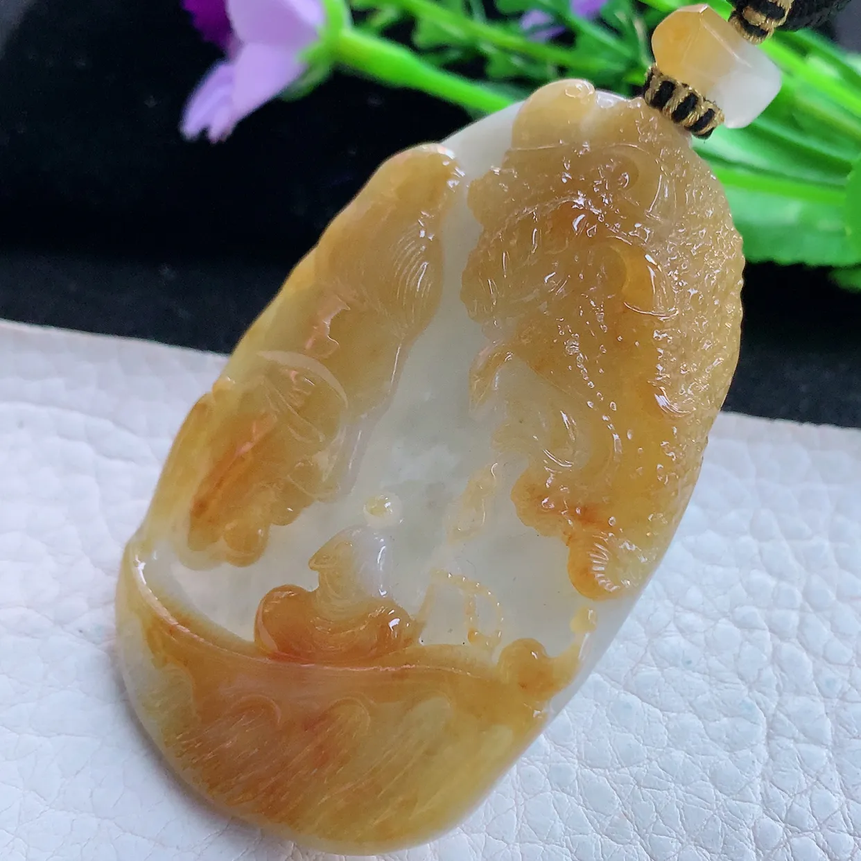 yl实拍65.5*45.2*11.8特色缅甸翡翠精雕一念之间 普度众生玉挂件