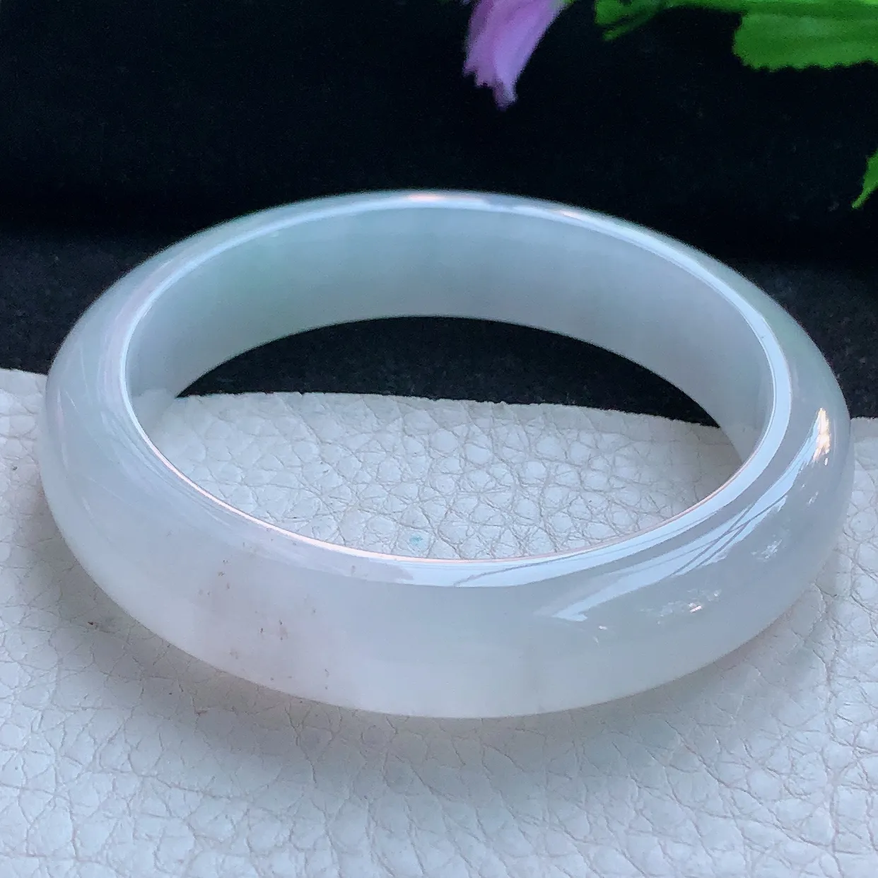 r实拍55*12.6*8.8平安镯 天然缅甸翡翠玉手镯冰纯宽边玉手环