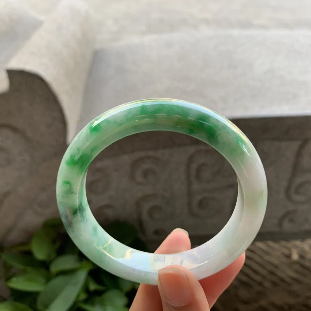 圈口57.8-12.6-9.4 【飘绿正圈手镯】正圈57 58可戴