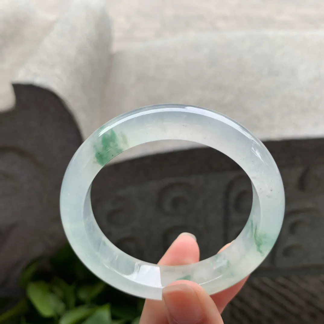 小圈口 53.3-12.6-8.4  【高冰飘花正圈手镯】正圈53 54可戴