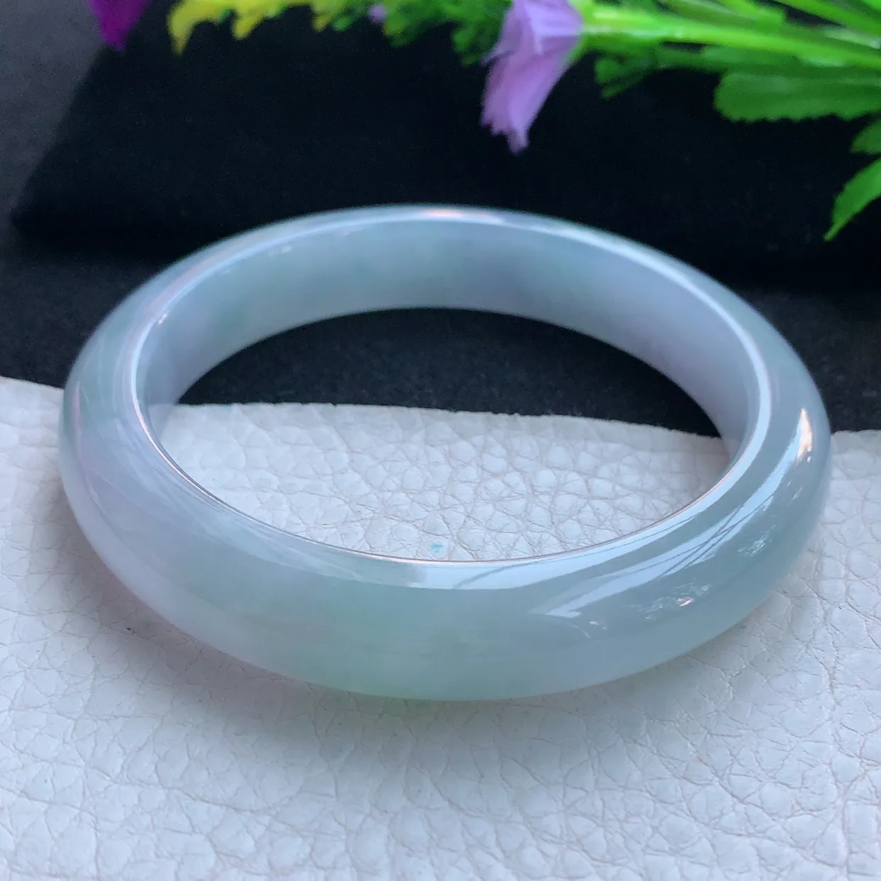 r实拍57.5*11.5*8.2平安镯 天然缅甸翡翠玉手镯冰蓝韵宽边玉手环