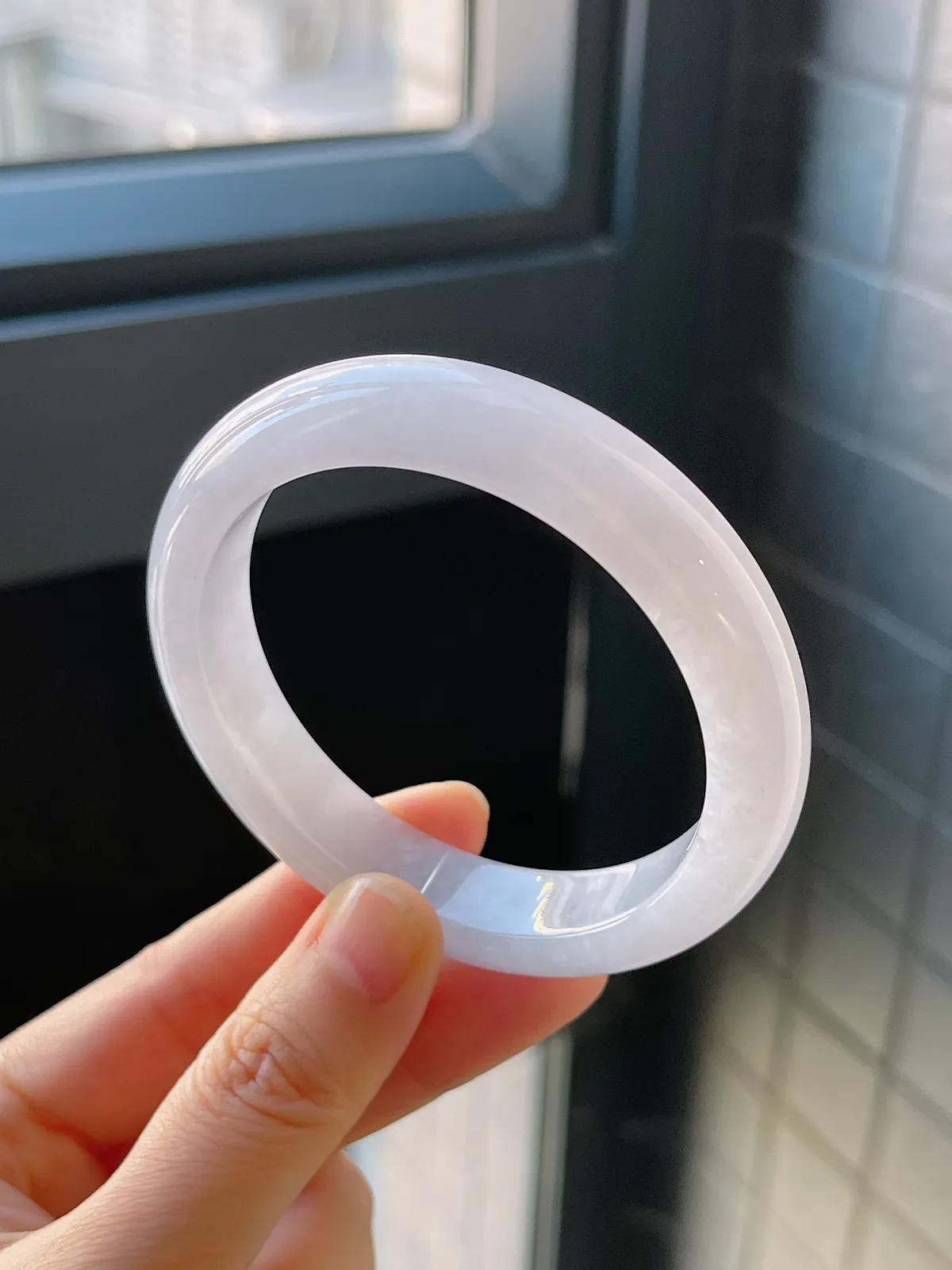 正圈55.2圈口，翡翠冰糯种白色手镯