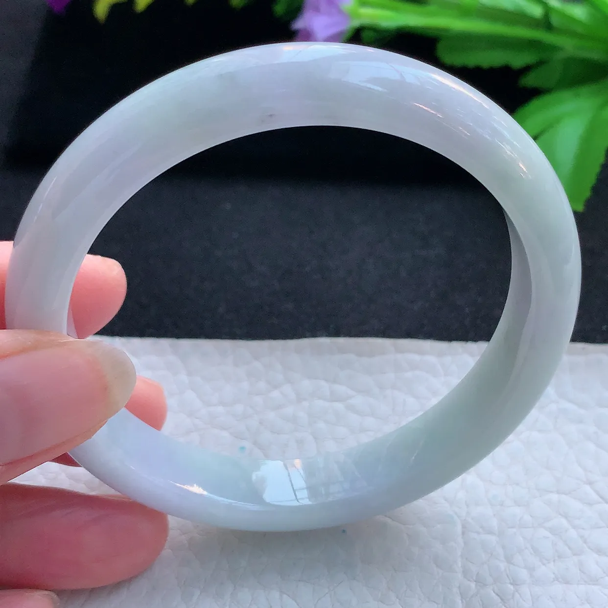 nr实拍59.5*11.6*8平安镯 天然缅甸翡翠玉手镯淡雅宽边玉手环