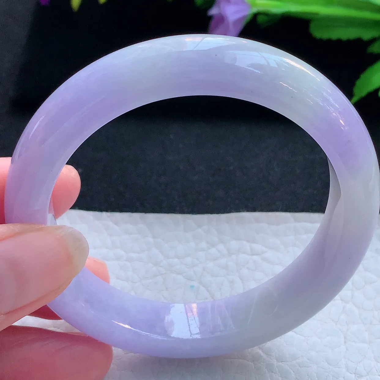 z实拍56*12.5*8.6平安镯 天然缅甸翡翠玉手镯紫罗兰宽边玉手环