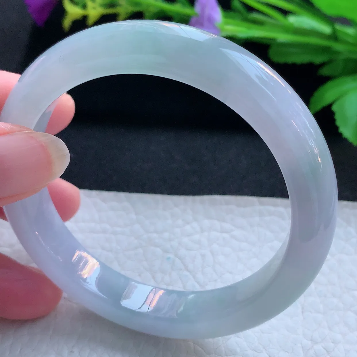 r实拍57.5*11.5*8.2平安镯 天然缅甸翡翠玉手镯冰蓝韵宽边玉手环