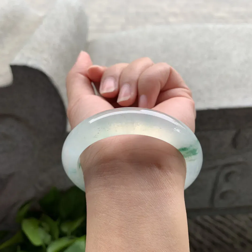 小圈口 53.3-12.6-8.4  【高冰飘花正圈手镯】正圈53 54可戴