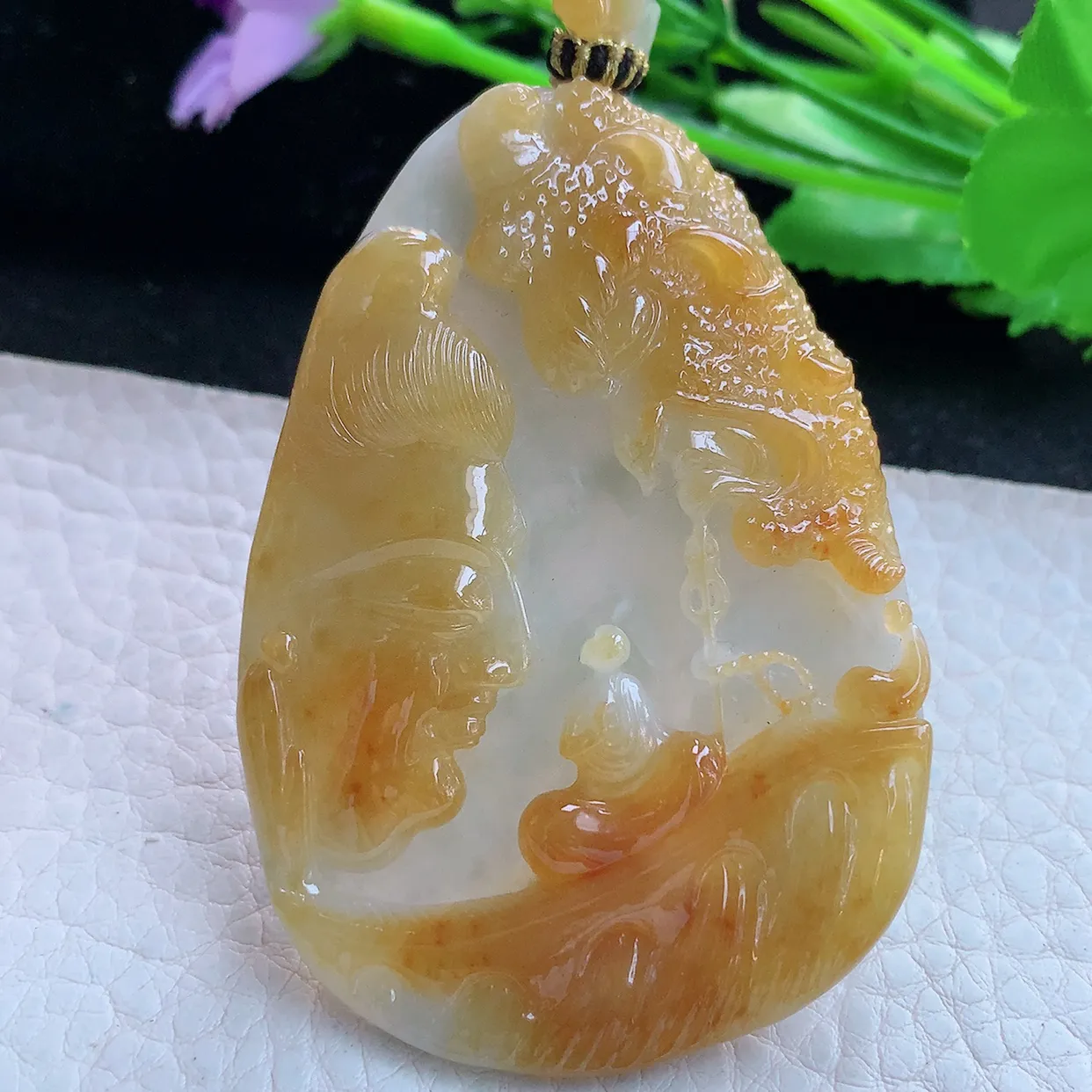 yl实拍65.5*45.2*11.8特色缅甸翡翠精雕一念之间 普度众生玉挂件