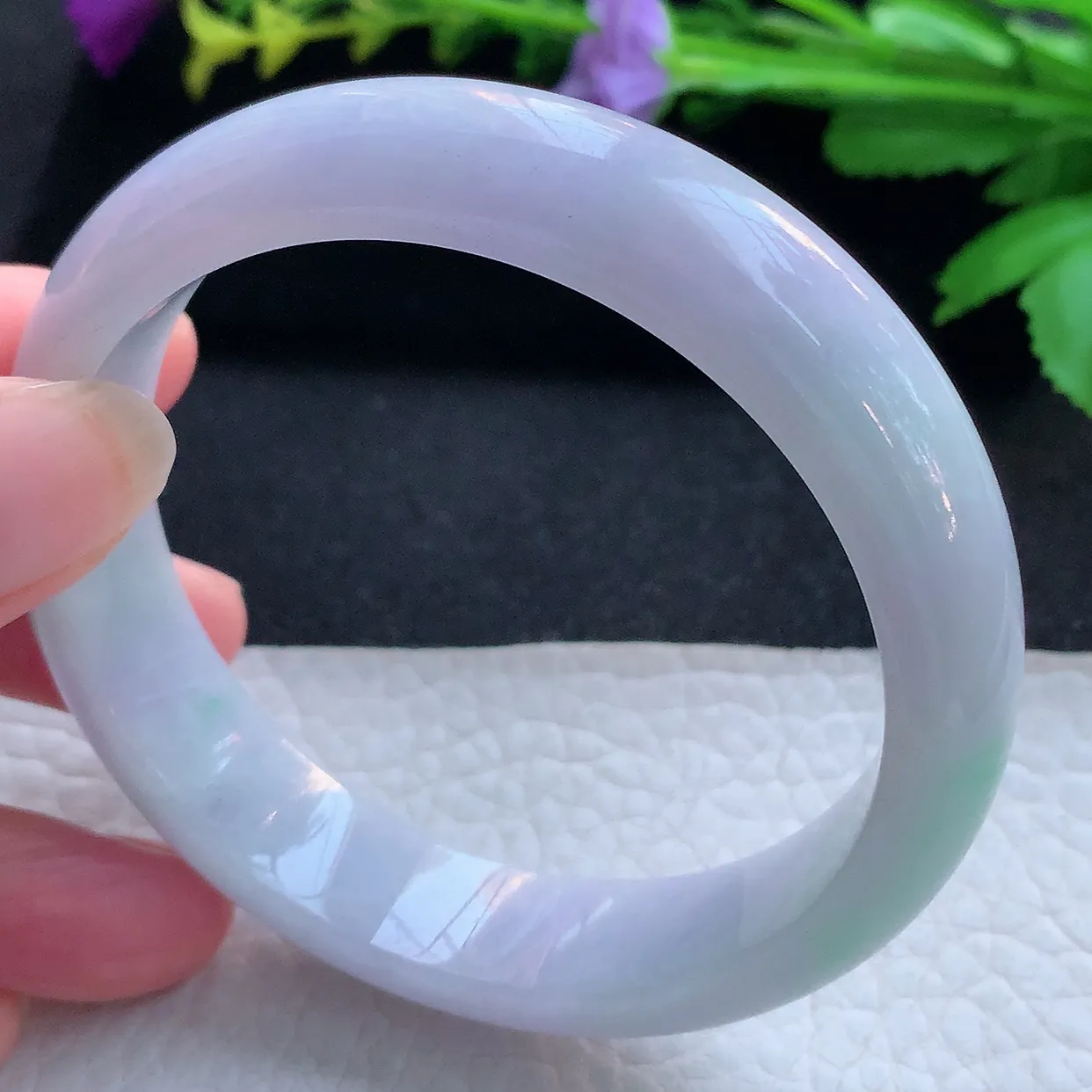 ee实拍59*14*7.8平安镯 天然缅甸翡翠玉手镯春带彩水润宽边玉手环