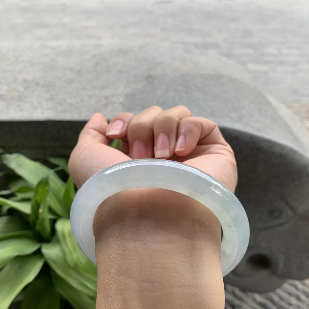 圈口56.8-11.3 【冰种晴圆条手镯】圆条56 57可戴