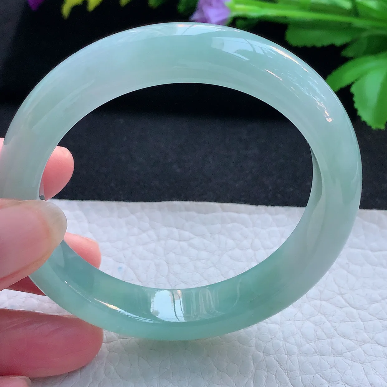 hf实拍56.6*12.6*9平安镯 天然缅甸翡翠玉手镯冰晴厚装宽边玉手环