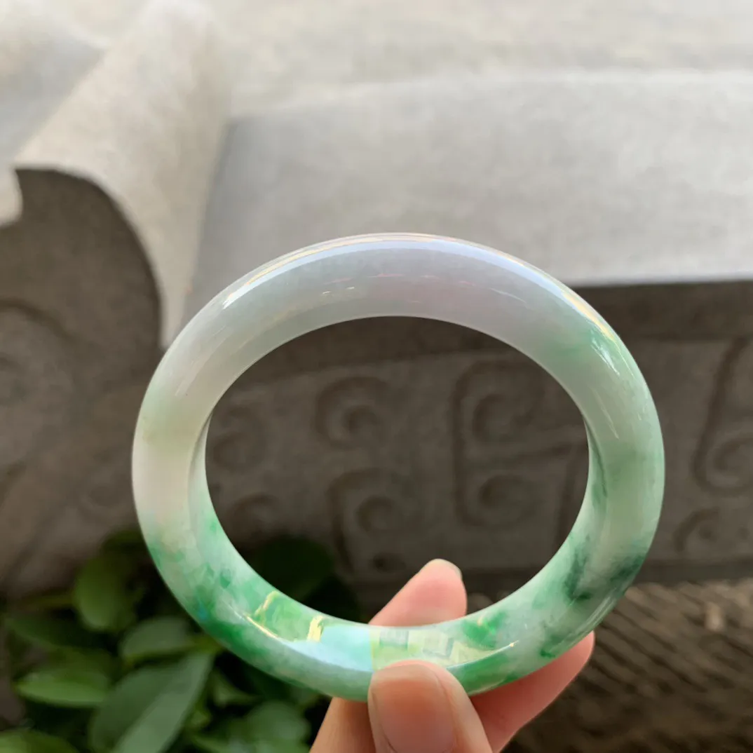 圈口57.8-12.6-9.4 【飘绿正圈手镯】正圈57 58可戴