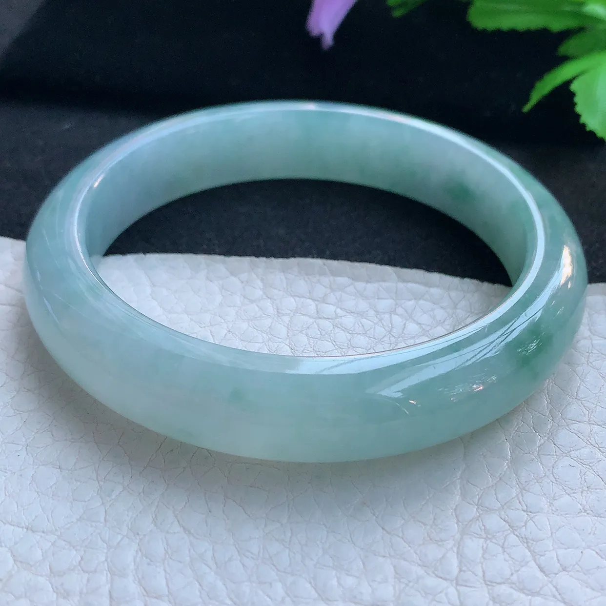 nr大圈口60.5*12.8*9.6平安镯 天然缅甸翡翠玉手镯冰飘花大气宽边玉手环