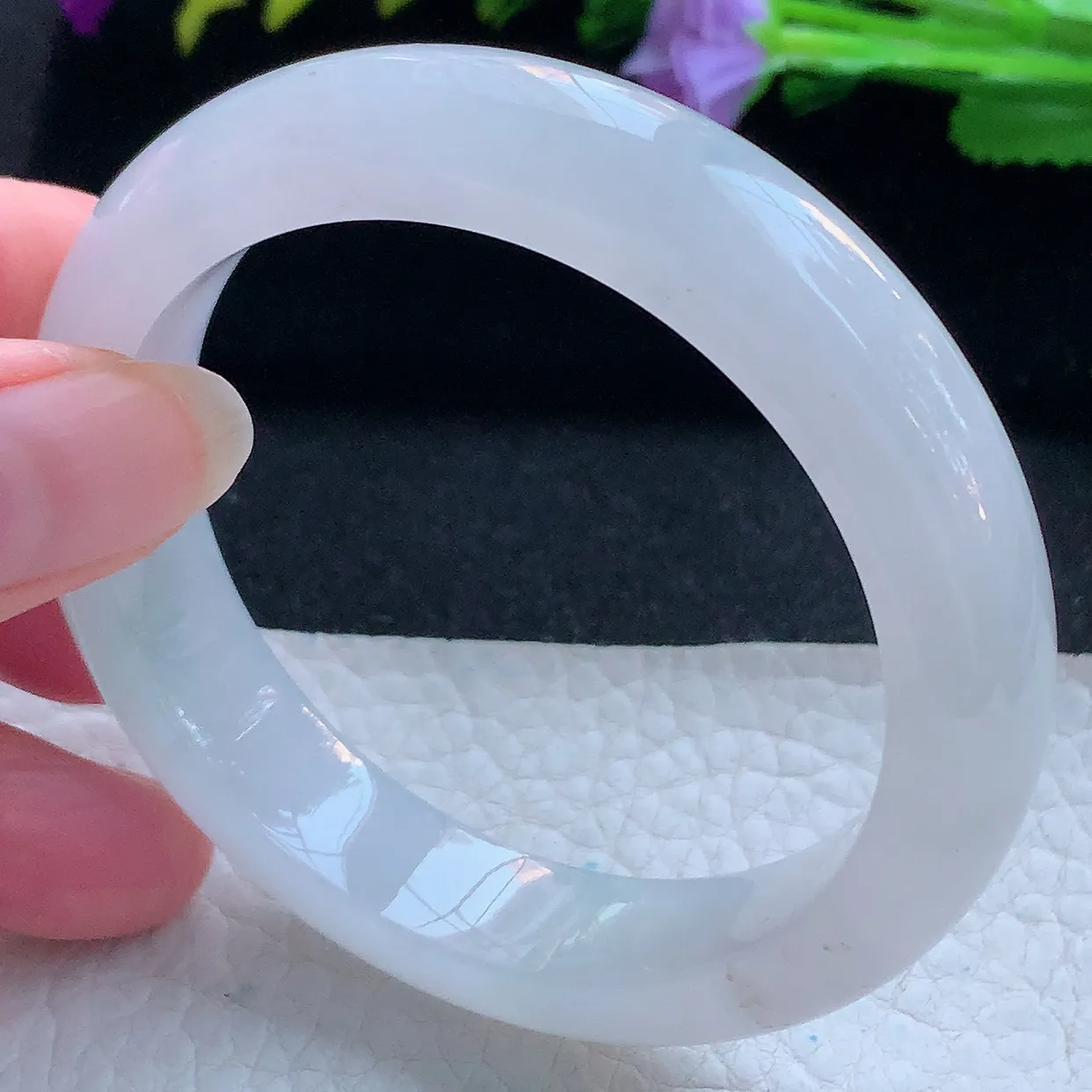 r实拍55*12.6*8.8平安镯 天然缅甸翡翠玉手镯冰纯宽边玉手环