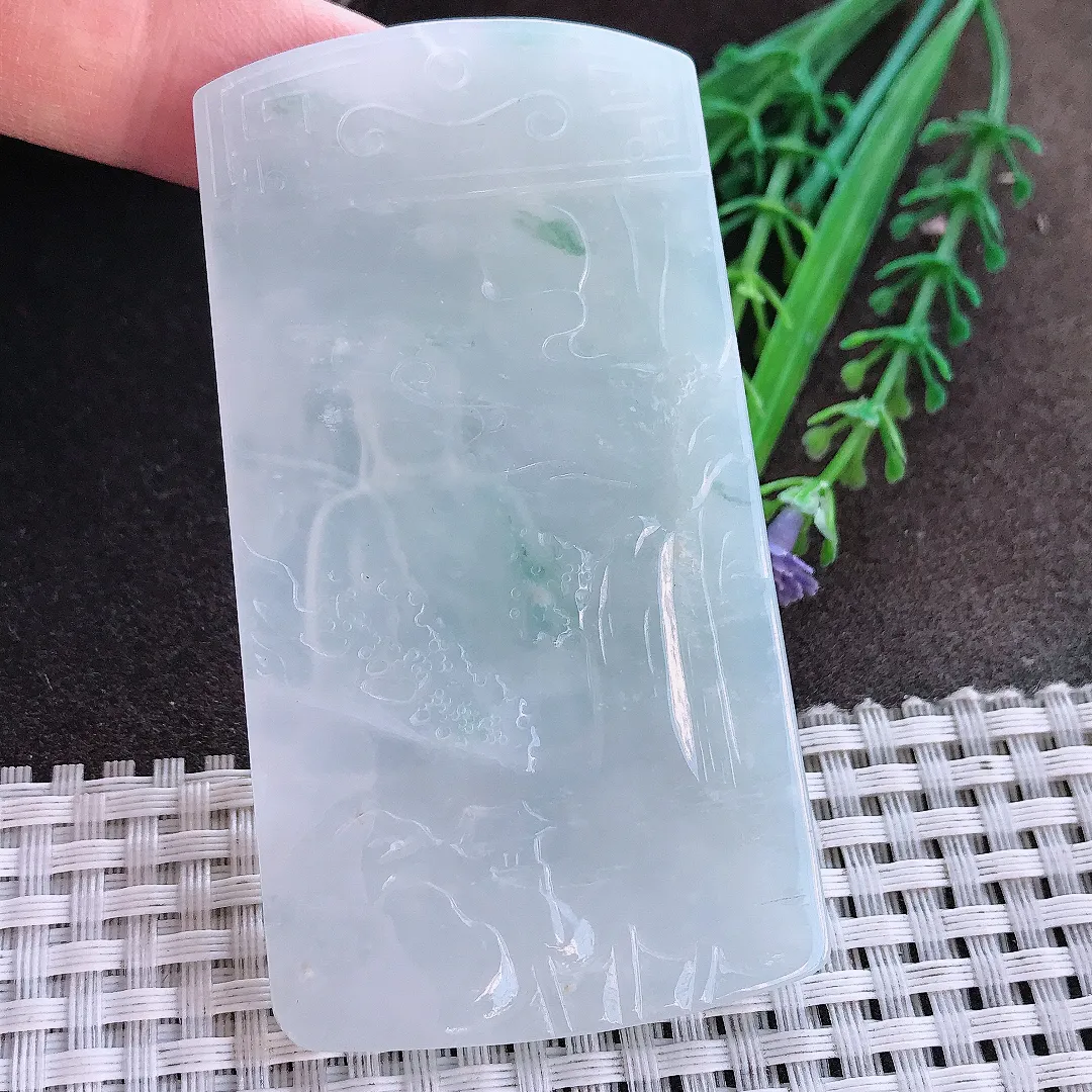 实拍A货翡翠76/42/5.4老坑冰润起胶大日如来佛祖吊坠山水如来