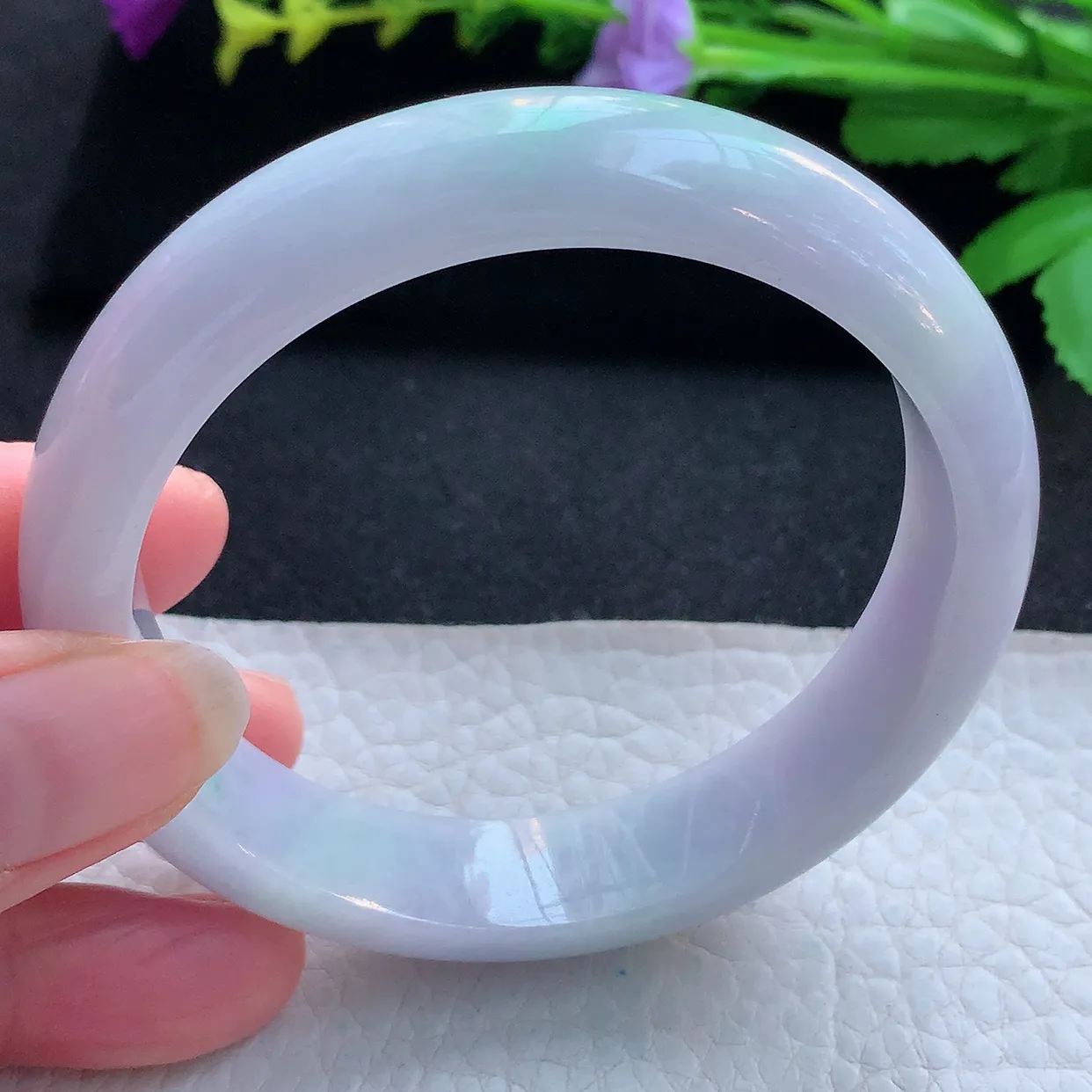 ee实拍59*14*7.8平安镯 天然缅甸翡翠玉手镯春带彩水润宽边玉手环