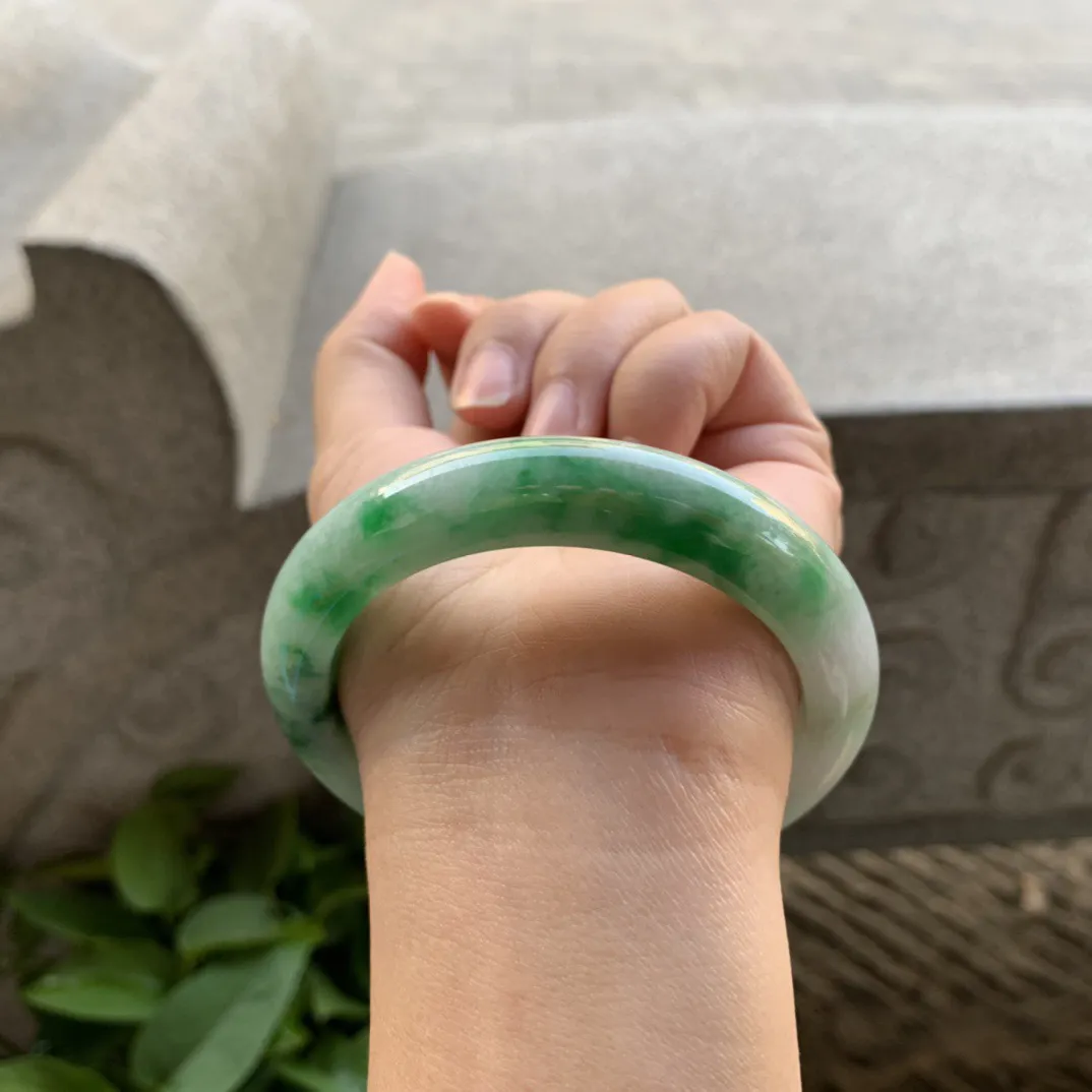 圈口57.8-12.6-9.4 【飘绿正圈手镯】正圈57 58可戴