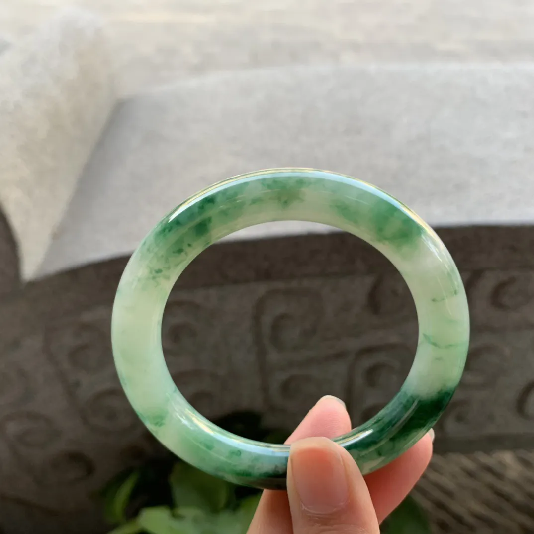 小圈口53.7-9.7 【飘辣绿圆条手镯】圆条53 54可戴