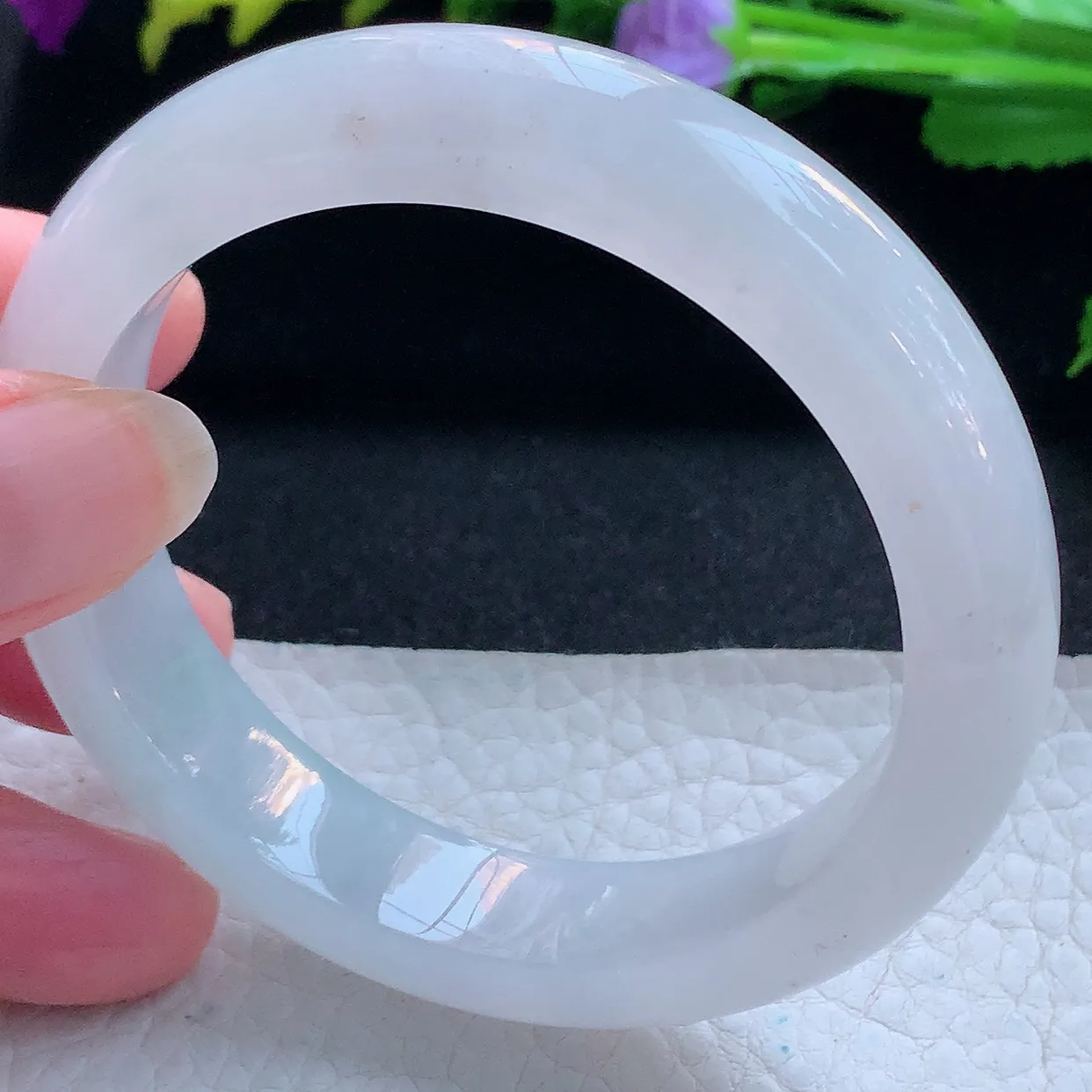 r实拍55*12.6*8.8平安镯 天然缅甸翡翠玉手镯冰纯宽边玉手环