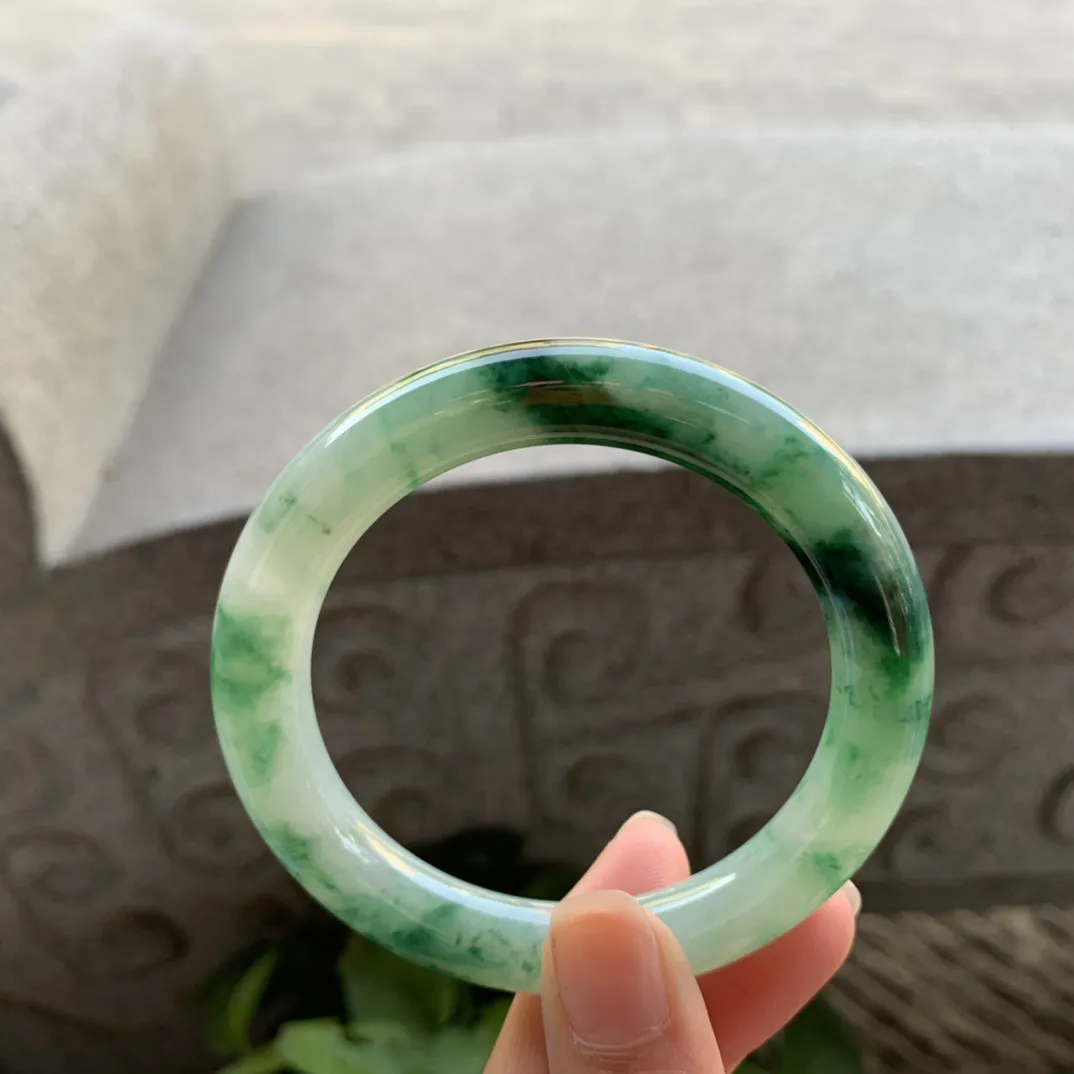 小圈口53.7-9.7 【飘辣绿圆条手镯】圆条53 54可戴