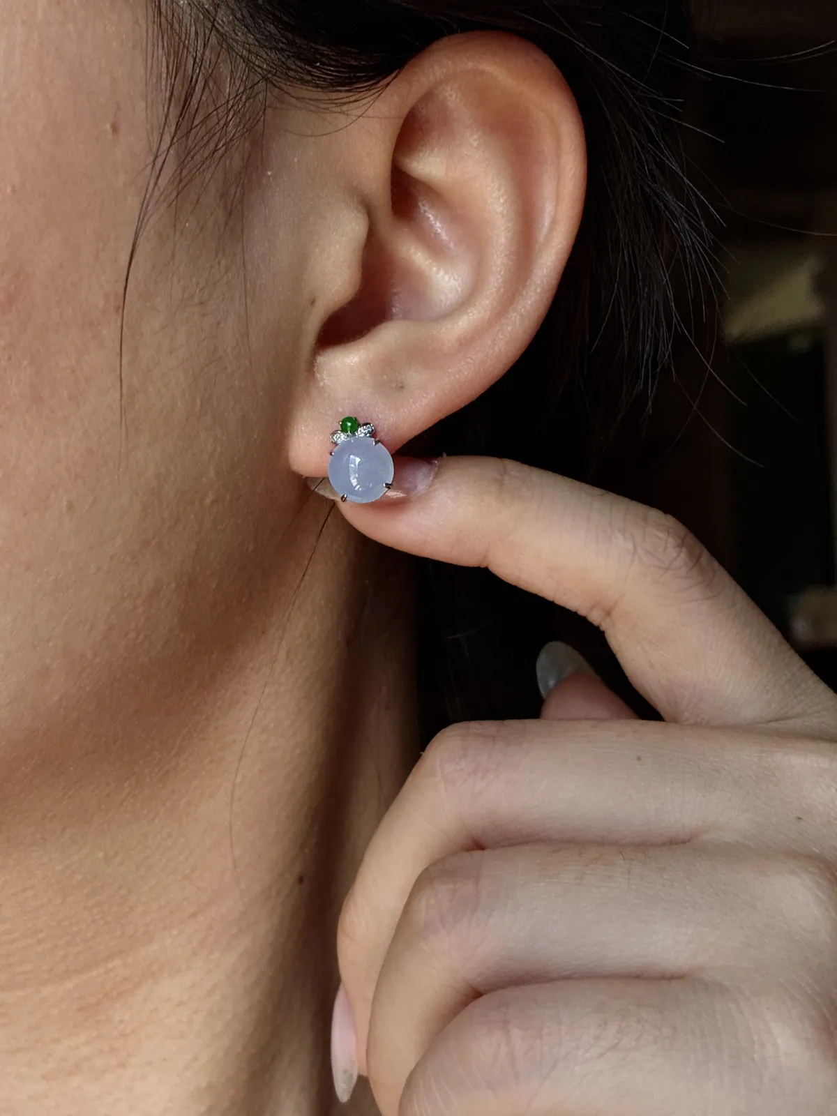 高冰紫罗兰蛋面耳钉
【说明】缅料  18k金镶嵌 完美 性价比高  
【整体】10.9-8.4-5
【裸石】8.5-3.3