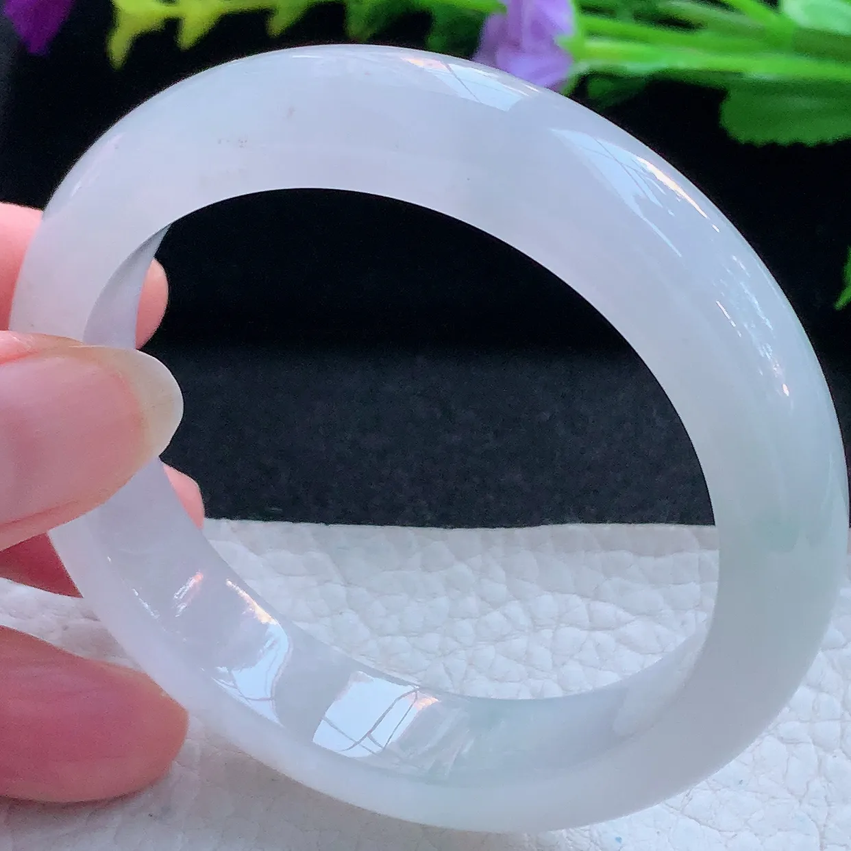 r实拍55*12.6*8.8平安镯 天然缅甸翡翠玉手镯冰纯宽边玉手环