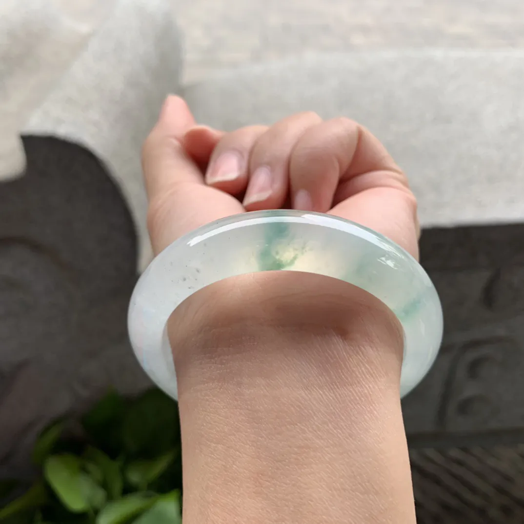 小圈口 53.3-12.6-8.4  【高冰飘花正圈手镯】正圈53 54可戴