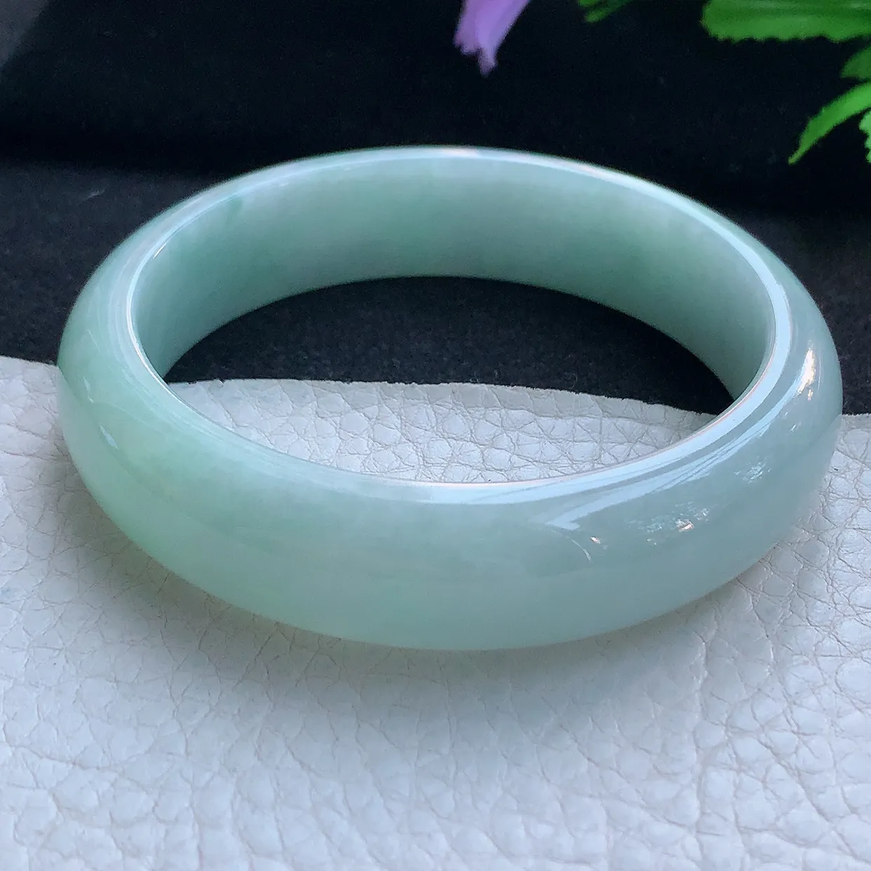 nr实拍57.8*14.5*7.6平安镯 天然缅甸翡翠玉手镯飘花宽边玉手环