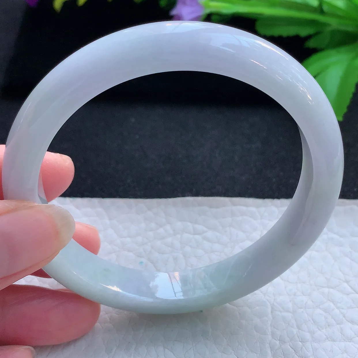 nr实拍59.5*11.6*8平安镯 天然缅甸翡翠玉手镯淡雅宽边玉手环