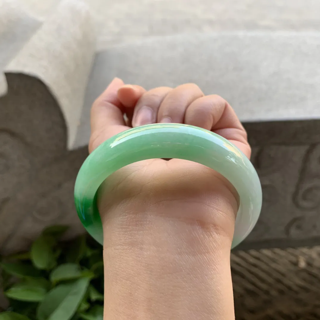宽版大圈口59.6-14.9-8.7 【飘阳绿正圈手镯】正圈59 60可戴