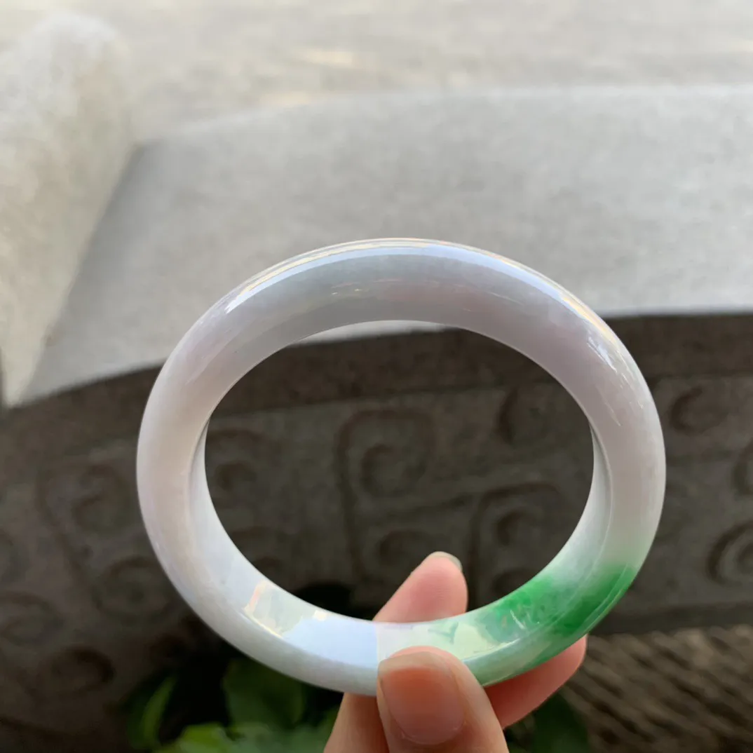 大圈口59.5-12.8-9.1 【飘辣绿正圈手镯】正圈59 60可戴