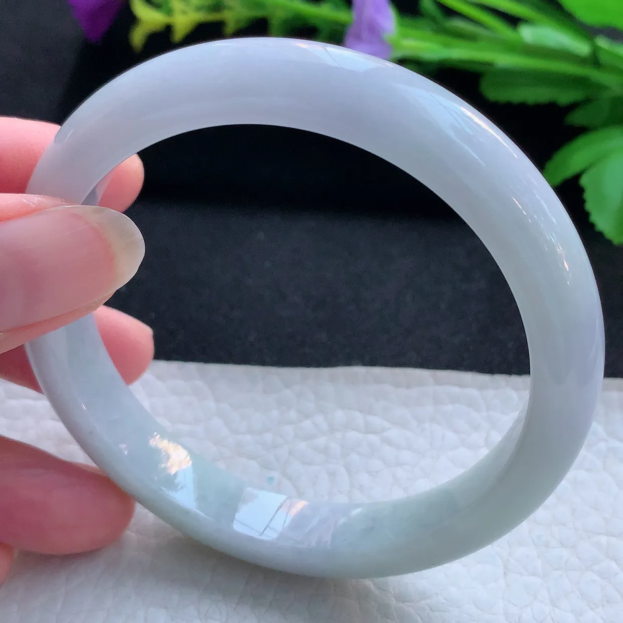 nr实拍59.5*11.6*8平安镯 天然缅甸翡翠玉手镯淡雅宽边玉手环