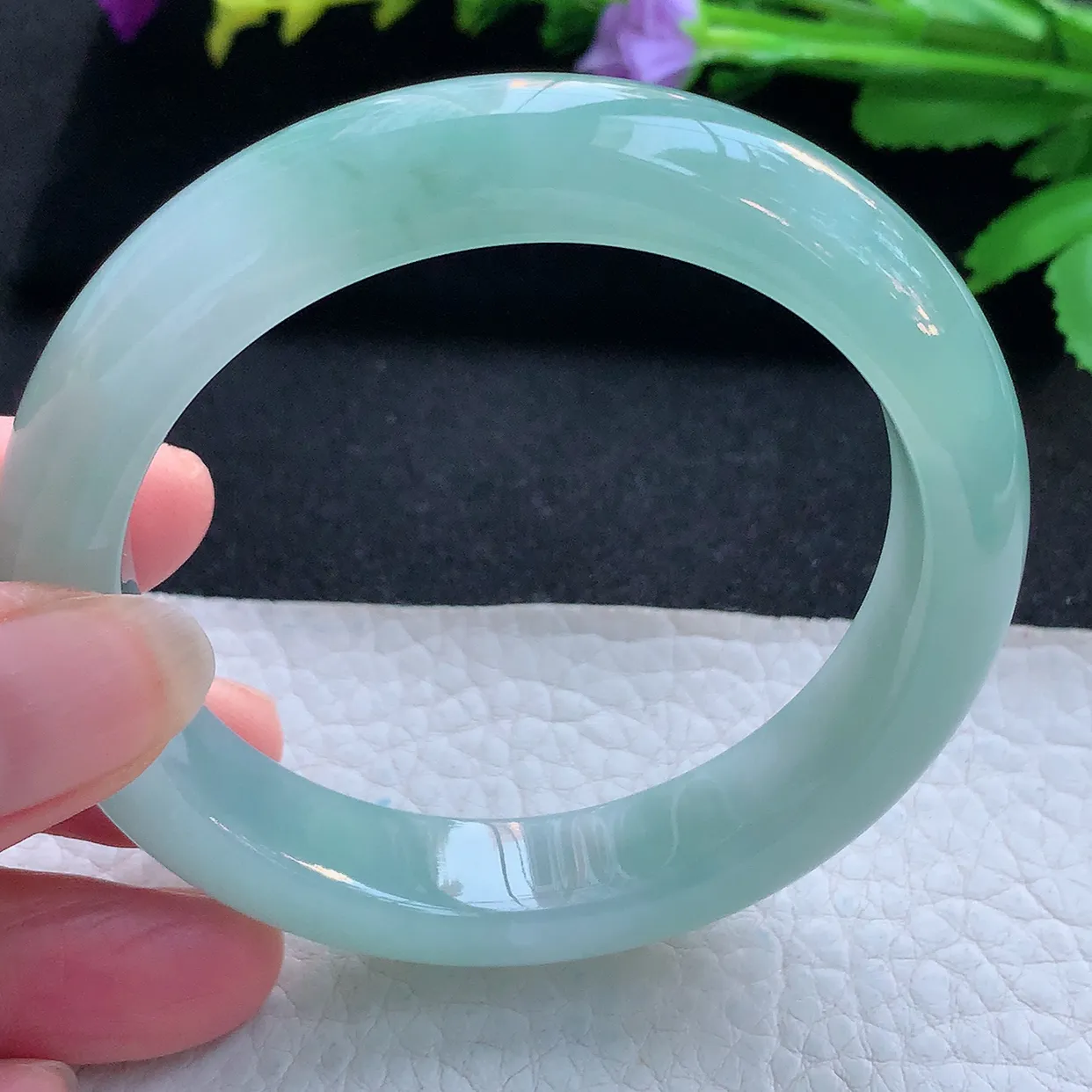 hf实拍56.6*12.6*9平安镯 天然缅甸翡翠玉手镯冰晴厚装宽边玉手环