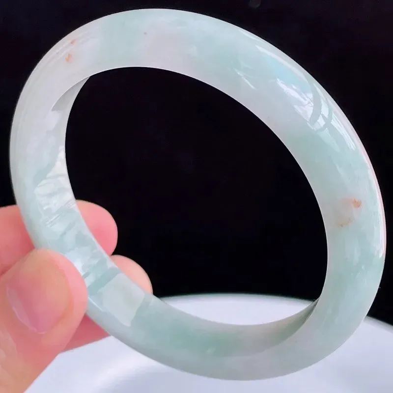 57圈好种水玉石天然翡翠A货水润有种有色飘绿手镯50.07g