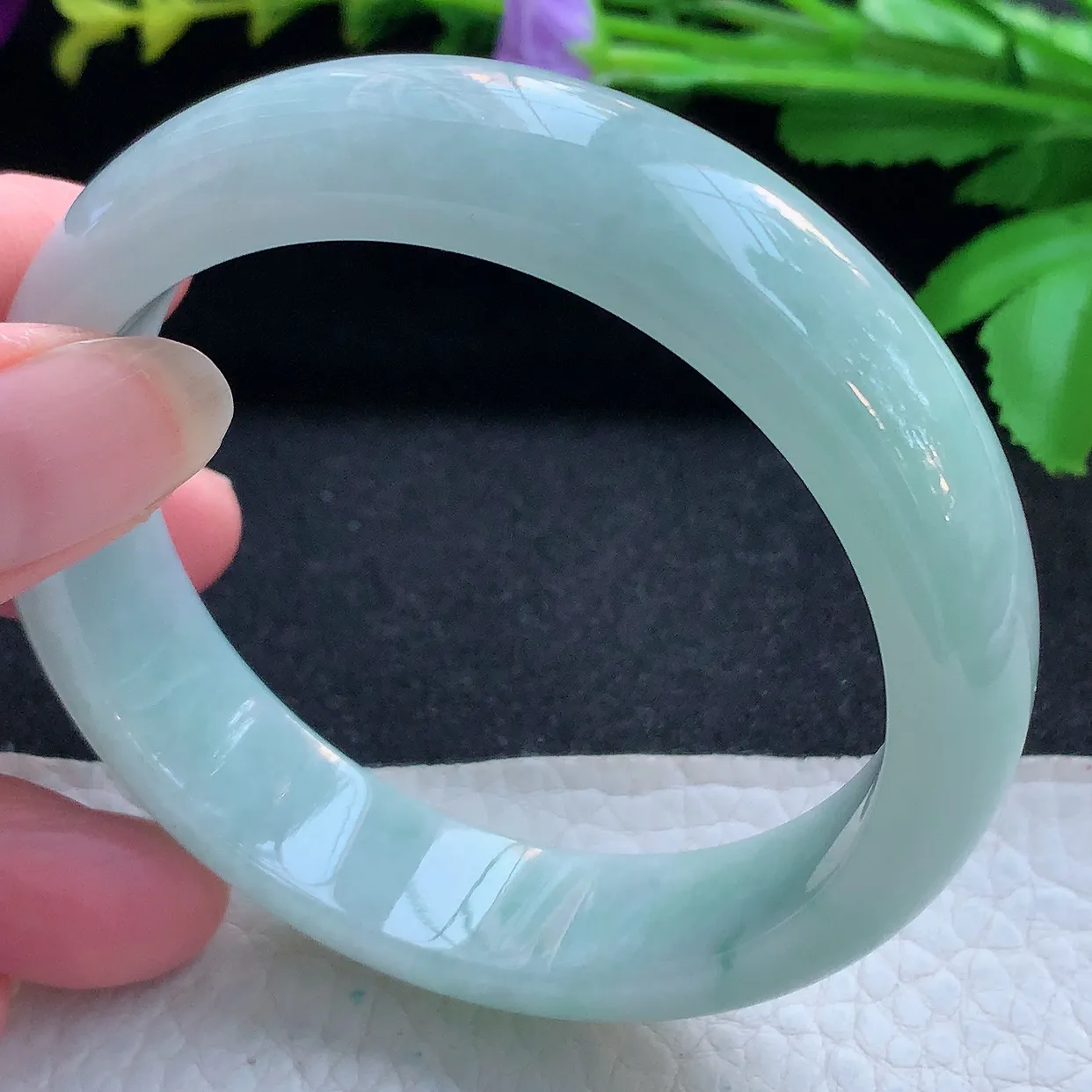 nr实拍57.8*14.5*7.6平安镯 天然缅甸翡翠玉手镯飘花宽边玉手环