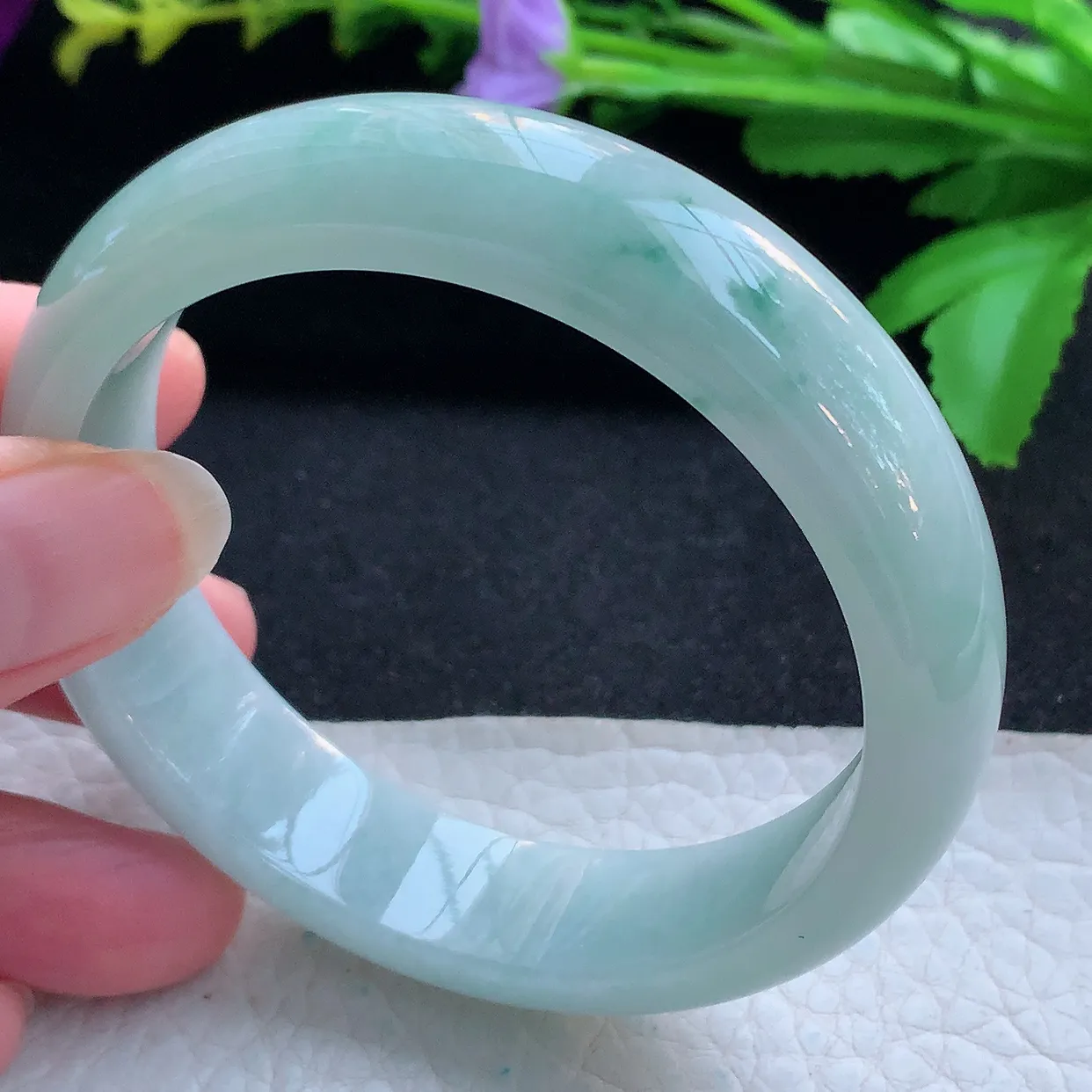 nr实拍57.8*14.5*7.6平安镯 天然缅甸翡翠玉手镯飘花宽边玉手环