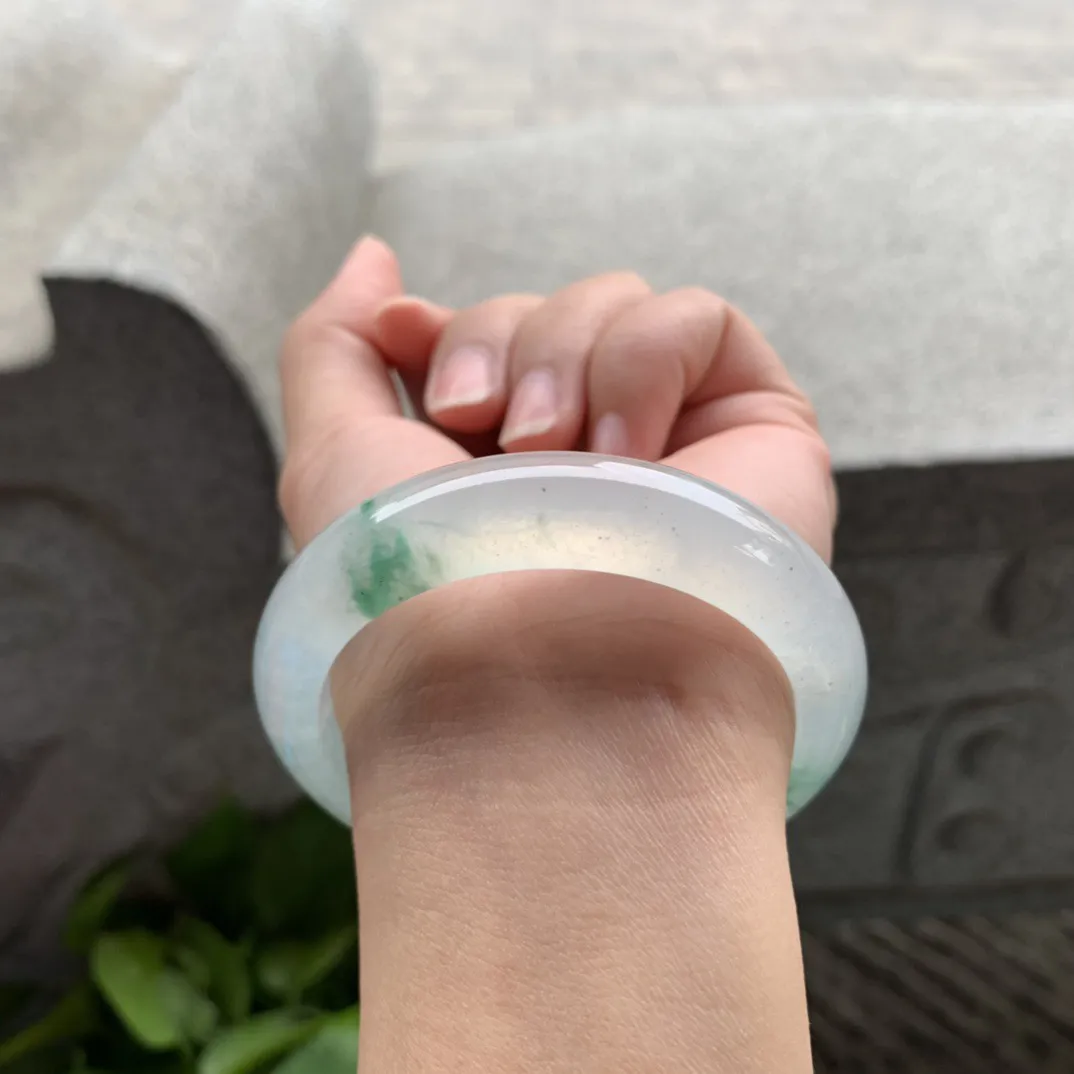 小圈口 53.3-12.6-8.4  【高冰飘花正圈手镯】正圈53 54可戴