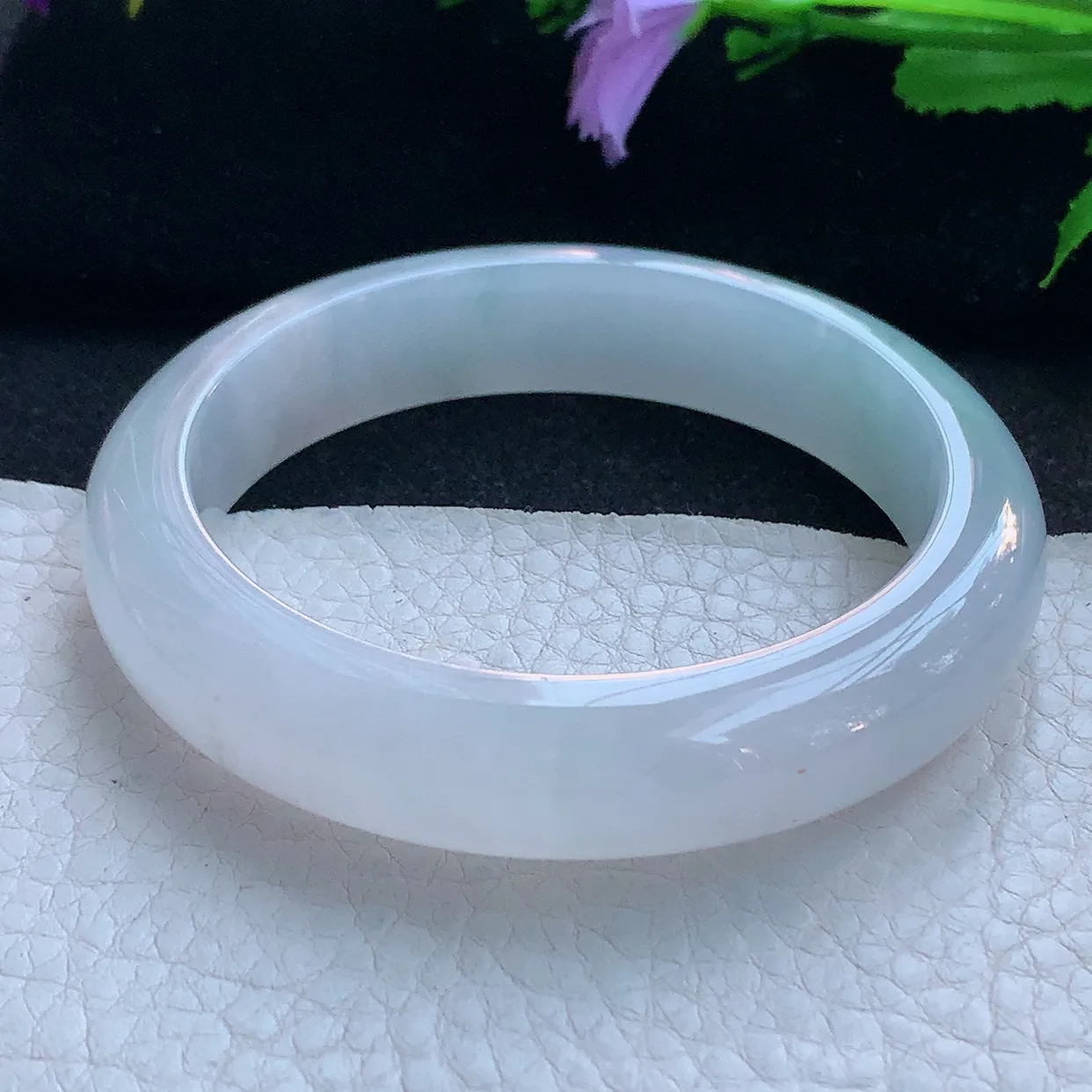 r实拍55*12.6*8.8平安镯 天然缅甸翡翠玉手镯冰纯宽边玉手环