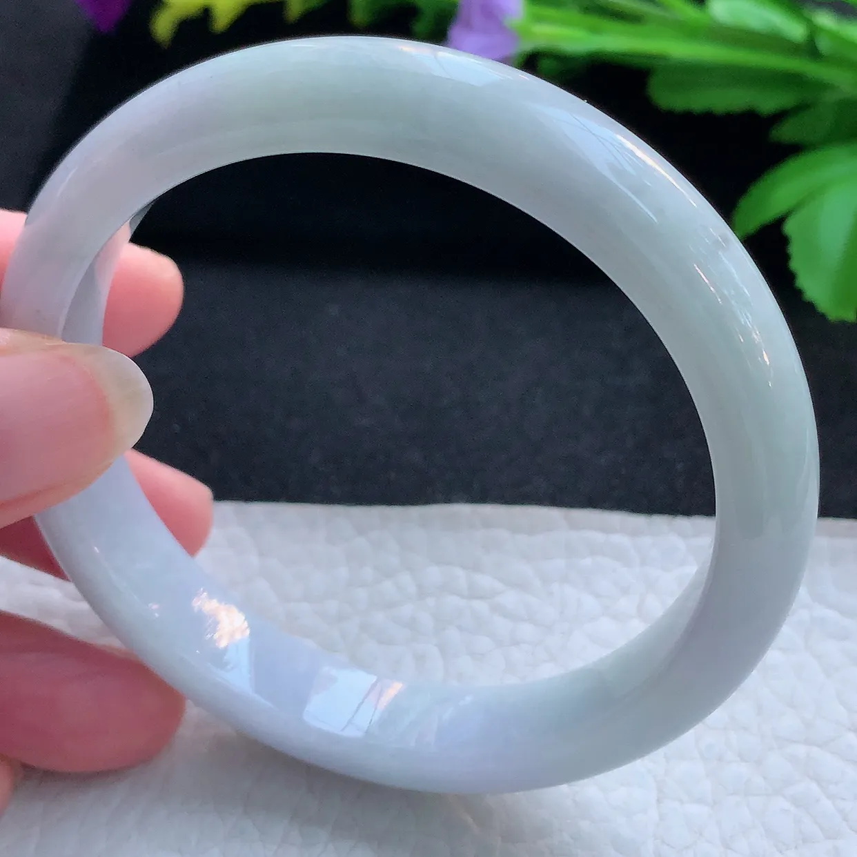 nr实拍59.5*11.6*8平安镯 天然缅甸翡翠玉手镯淡雅宽边玉手环