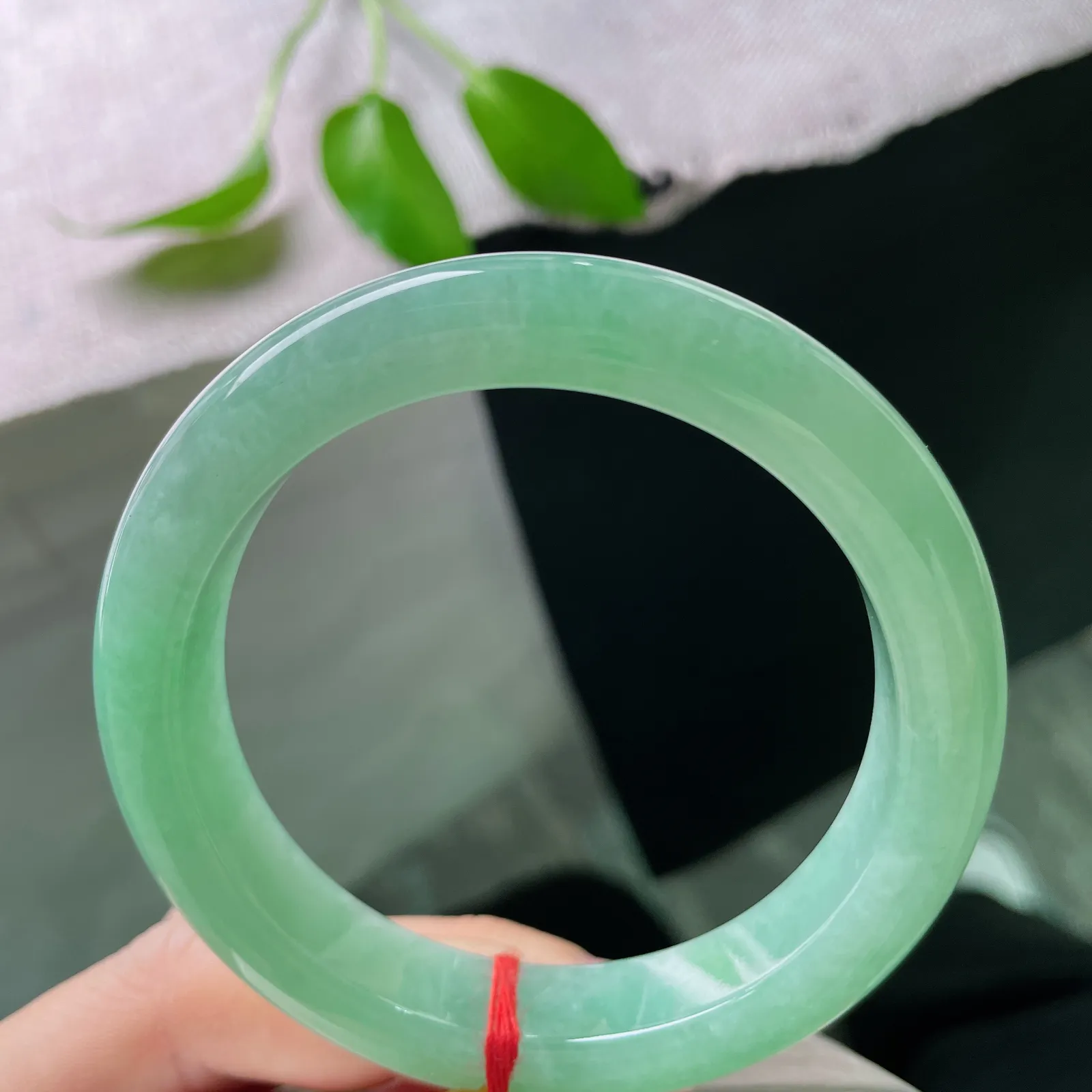 尺寸57.9/13.1/9.3，满绿正圈，色泽清雅高级，种老，郁郁层峦夹岸青，青山绿水去无声～