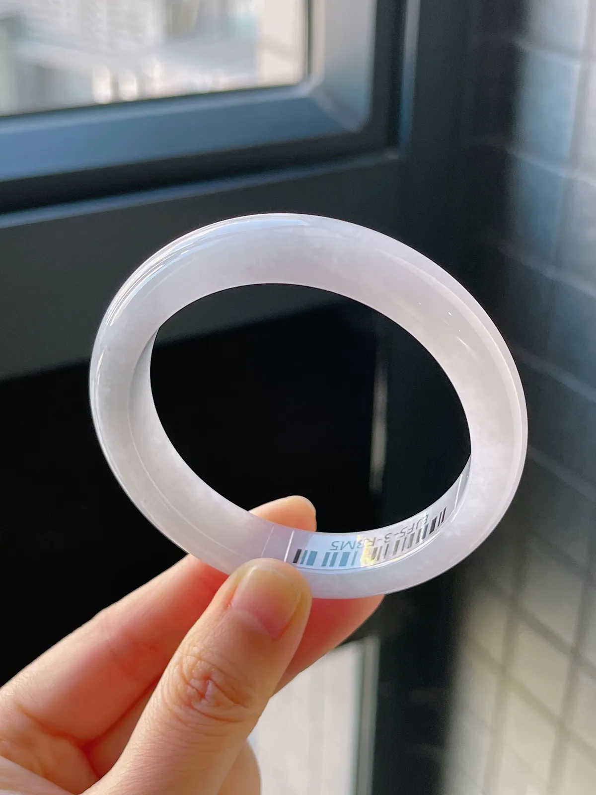 正圈55.2圈口，翡翠冰糯种白色手镯